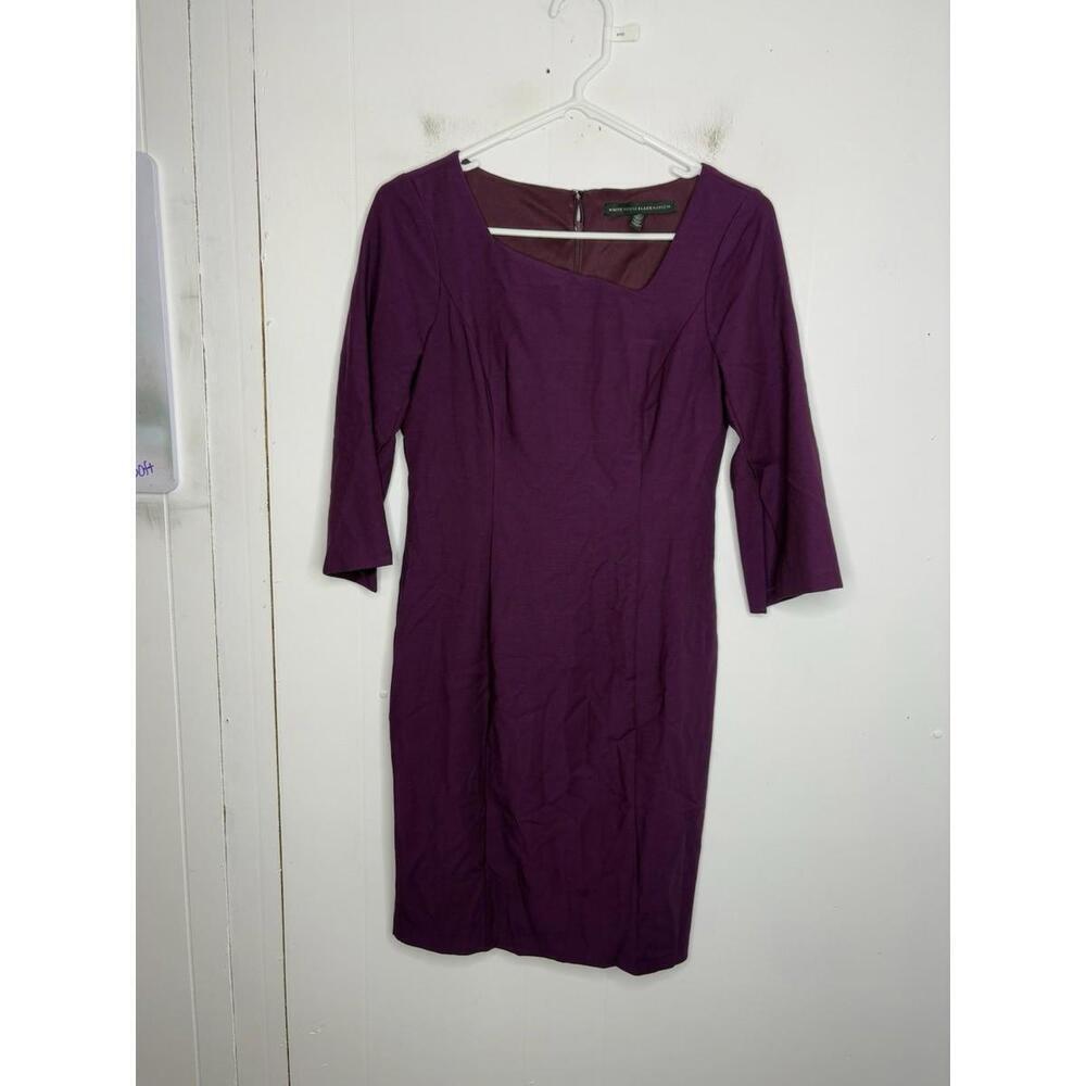 Whbm Dress Womens 2 Petite Asymmetrical Square Neck Fitted Corpcore Business